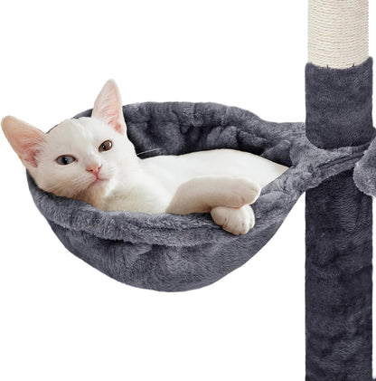 Cat Tree 33In Cat Tower, Multi-Level Cat Condo with Extra Scratch Boards and Sisal Posts as Kitty Activity Center