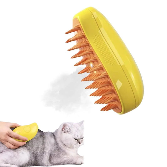 Steamy Cat Brush - 3 In1 Cat Steamy Brush, Self Cleaning Steam Cat Brush, Cat Steamer Brush for Massage, Cat Hair Brush for Removing Tangled and Loosse Hair