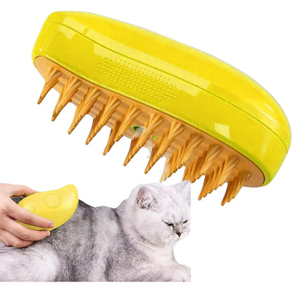 Steamy Cat Brush - 3 In1 Cat Steamy Brush, Self Cleaning Steam Cat Brush, Cat Steamer Brush for Massage, Cat Hair Brush for Removing Tangled and Loosse Hair